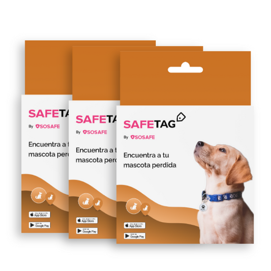 3 Placas SAFE Tag para Mascotas