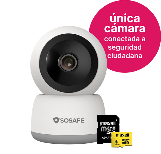 Cámara de Seguridad SOSAFE con tarjeta micro SD 32GB